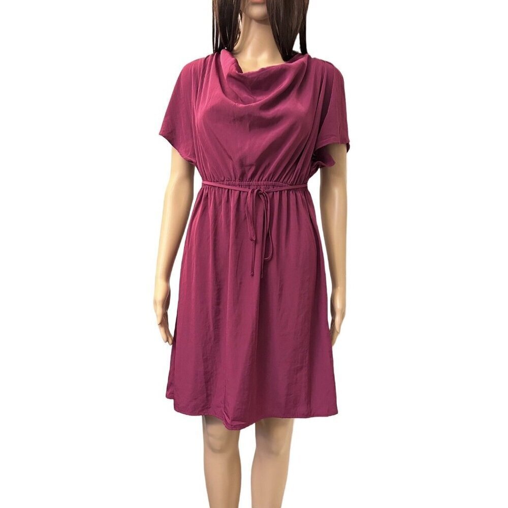Mossimo Women's Dress Size XS Pink Berry Knee Length Short Sleeve Belted NWT $24